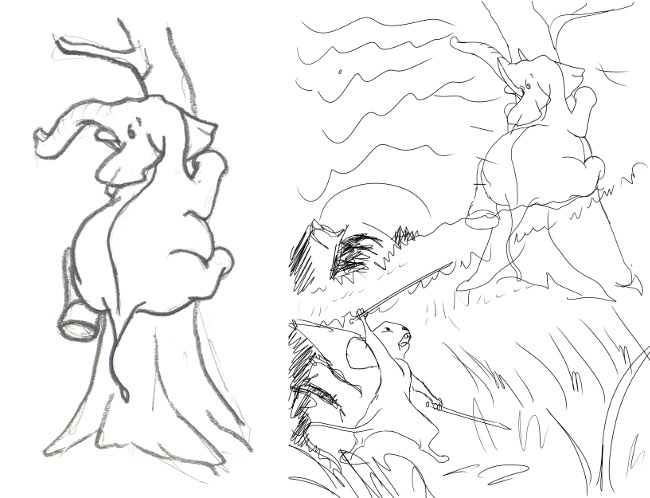 Испуганный слон и мышь-победитель